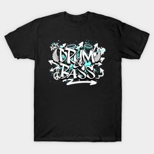 DRUM AND BASS  - Grafitti Steez (Blue/White) T-Shirt